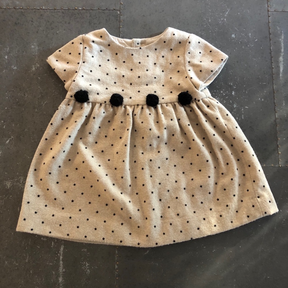 Zara Baby Girl Stars & Pom Pom Dress, 12-18M